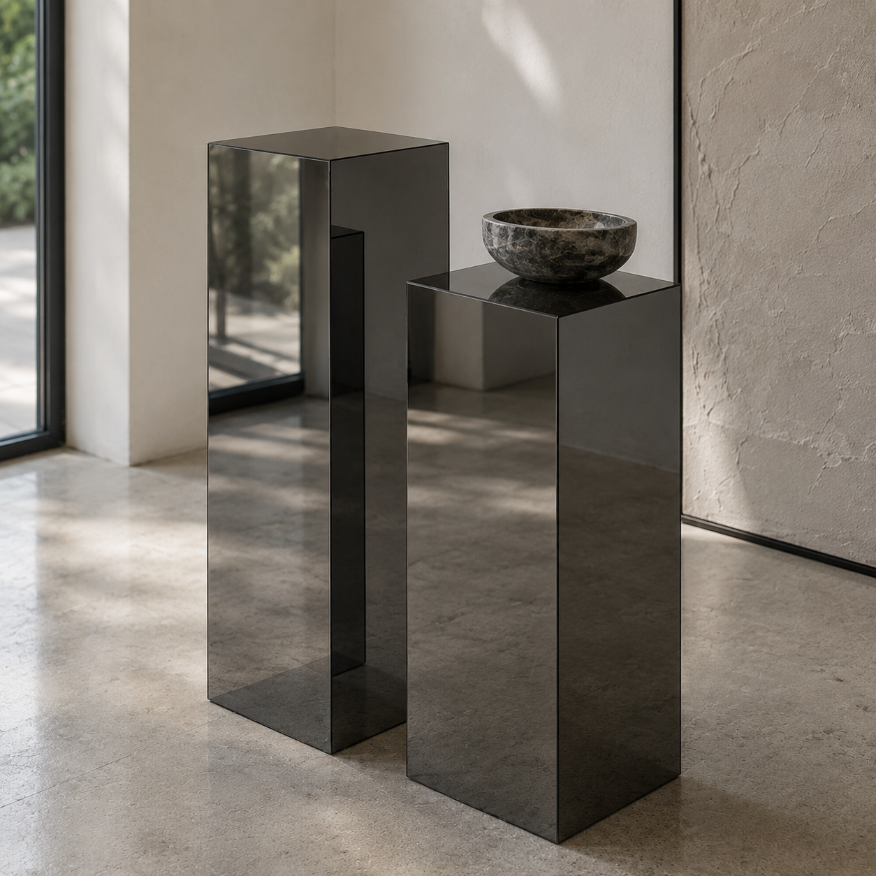 Gray Mirror Acrylic Pedestal – Reflective Display Stand